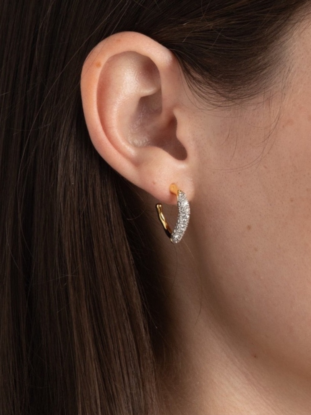 Alexis Bittar Solanales Gold Crystal Twist Mini Hoop Earrings - Picture 2 of 8